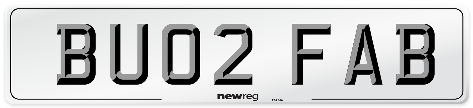 BU02 FAB Number Plate from New Reg
